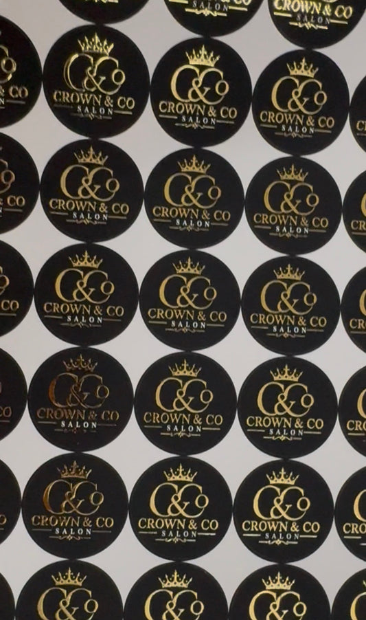 Gold Foil Stickers | Custom Metallic Gold Labels for Packaging | Size 5 Inch | 500 Stickers | Die Cut
