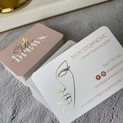 Premium Gold Foil Business Cards | 800 GSM | Spot UV | Free Design