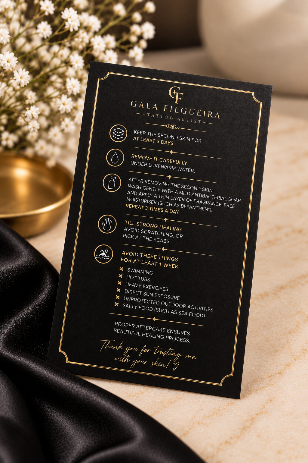 Aftercare Instruction Cards | Professional Care Guide Cards for Customers
