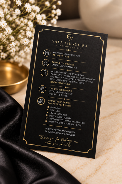 Aftercare Instruction Cards | Professional Care Guide Cards for Customers