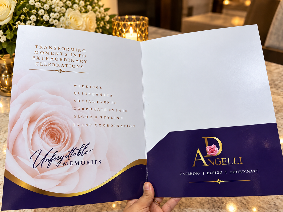 100 Custom Glossy Presentation Folders with One Pocket, Two-Sided Full-Color Printing