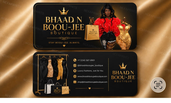 100 custom made business cards with gold foil and raised spot uv