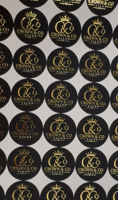 Gold Foil Stickers | Custom Metallic Gold Labels for Packaging | Size 5 Inch | 500 Stickers | Die Cut