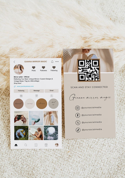 Instagram Business Cards | Custom QR Code Cards | 90 × 54 mm | 300 GSM