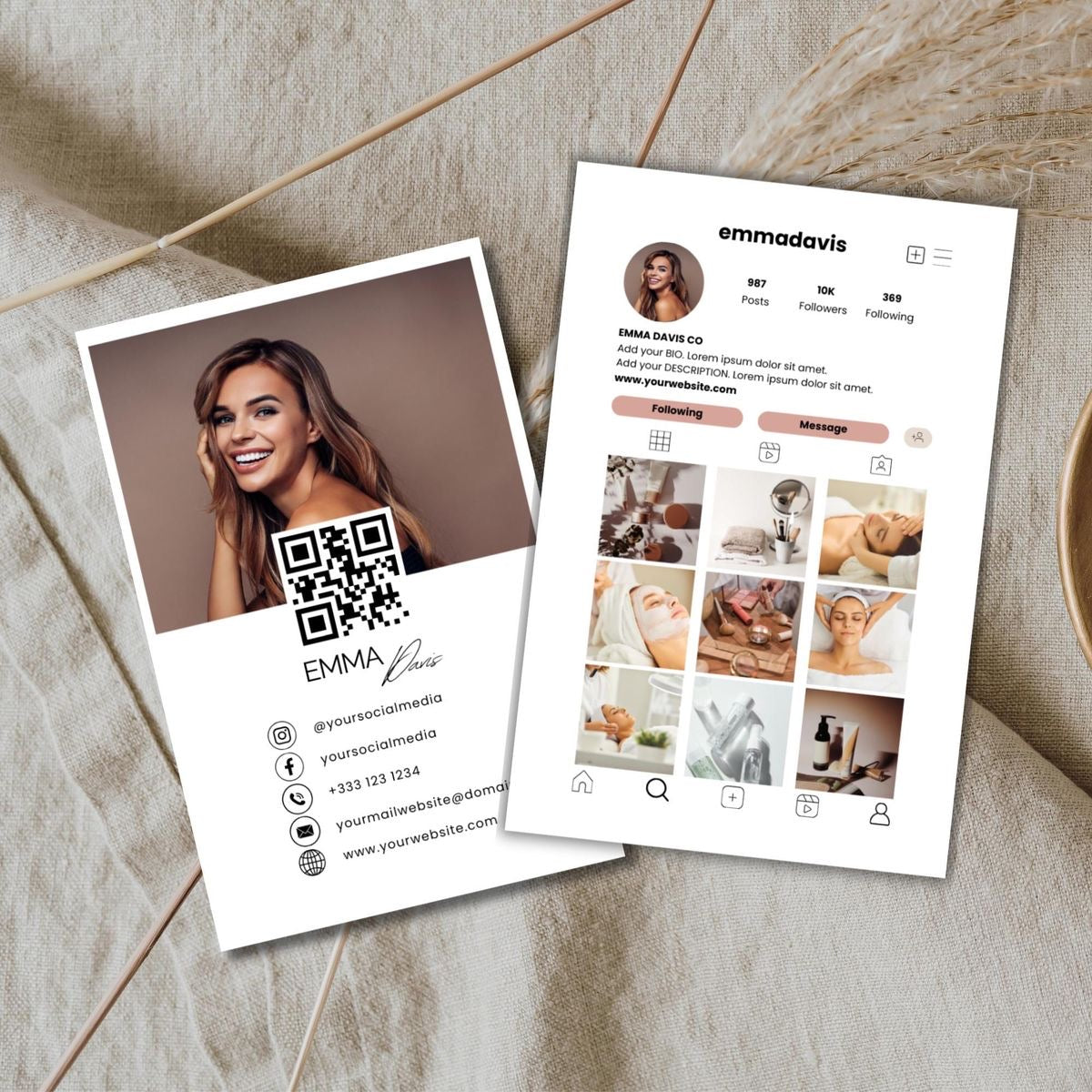 Instagram Business Cards | Custom QR Code Cards | 90 × 54 mm | 300 GSM