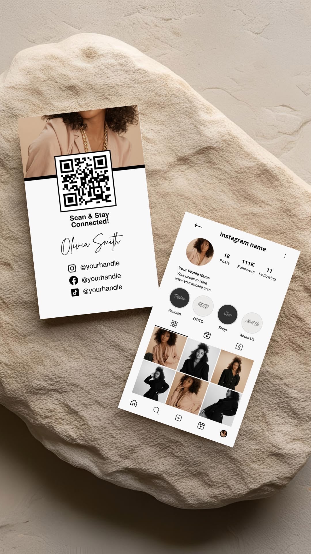 Instagram Business Cards | Custom QR Code Cards | 90 × 54 mm | 300 GSM