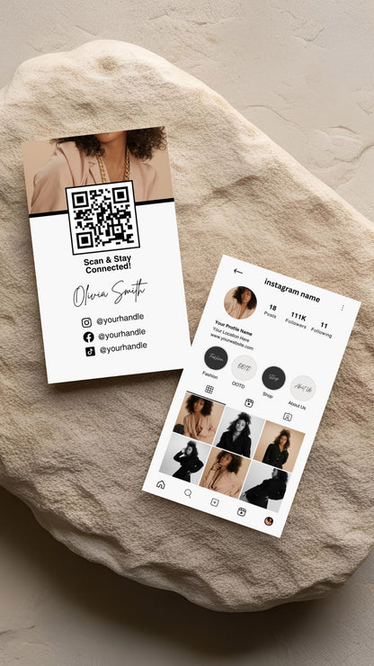 Instagram Business Cards | Custom QR Code Cards | 90 × 54 mm | 300 GSM