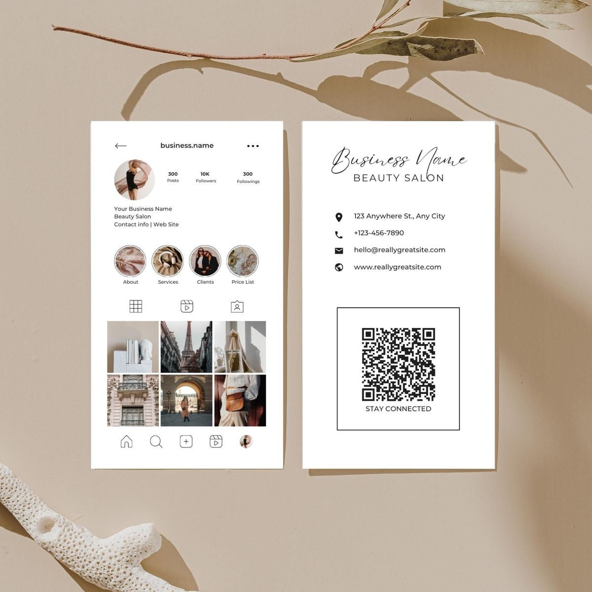 Instagram Business Cards | Custom QR Code Cards | 90 × 54 mm | 300 GSM