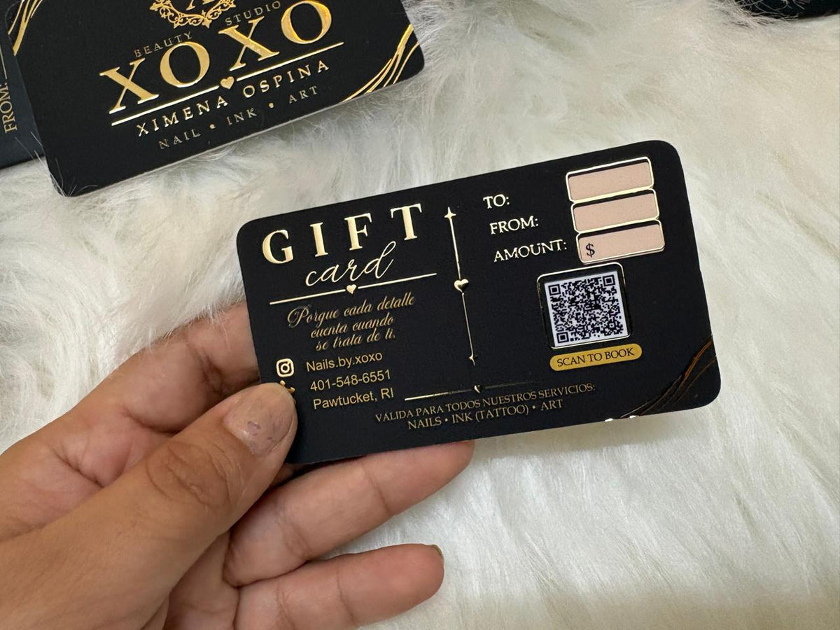 Luxury Black Gold Gift Card – Elegant Personalized Gift Certificate for Nail Salon, Tattoo & Beauty Services