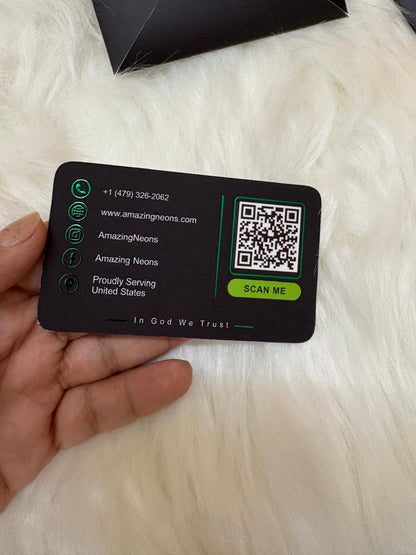 100 Premium Black Business Cards with Neon Green Foil | Custom QR Code & Professional Business Cards